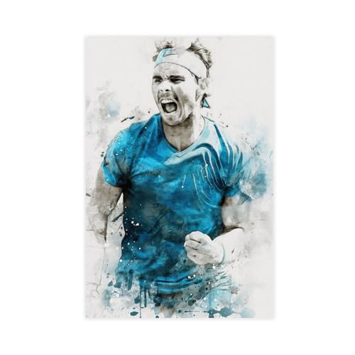 VesFy Rafael Nadal Poster Tennis Sport Poster 17 Leinwand Poster Wandkunst Dekor Druck Bild Gemälde für Wohnzimmer Schlafzimmer Dekoration ungerahmt 60 x 90 cm von VesFy