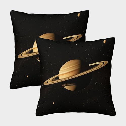 VesFy Saturn Modern Kissenbezug 2er Set Kissenhüllen Kissen Deko Kissen Fall Schöner Planet Wurfkissenbezüge Für Schlafzimmer Wohnzimmer Sofa 40x40cm von VesFy