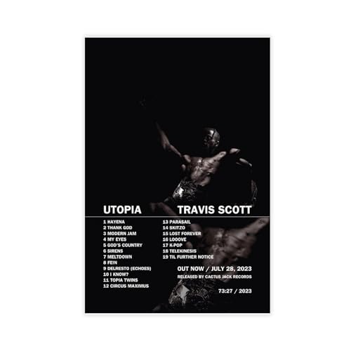 VesFy Travis Poster, Scott Utopia, Albumcover, Poste 7, Leinwandposter, Schlafzimmer-Dekor, Sportlandschaft, Büro, Raumdekoration, Geschenk, ungerahmt, 30 x 45 cm von VesFy