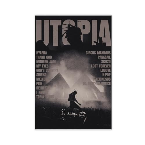 VesFy Travis Poster Scott "Utopia", Albumcover-Poster, Leinwandposter, Schlafzimmer-Dekor, Sportlandschaft, Büro, Raumdekoration, Geschenk, ungerahmt, 30 x 45 cm von VesFy