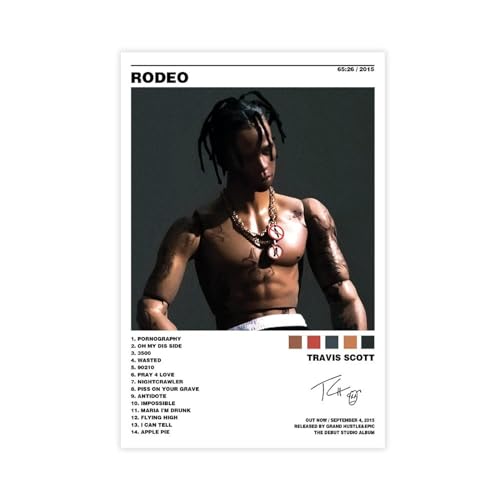 VesFy Travis Scott Rodeo Album-Poster, Leinwand-Poster, Schlafzimmer-Dekor, Sportlandschaft, Büro, Raumdekoration, Geschenk, ungerahmt, 50 x 75 cm von VesFy