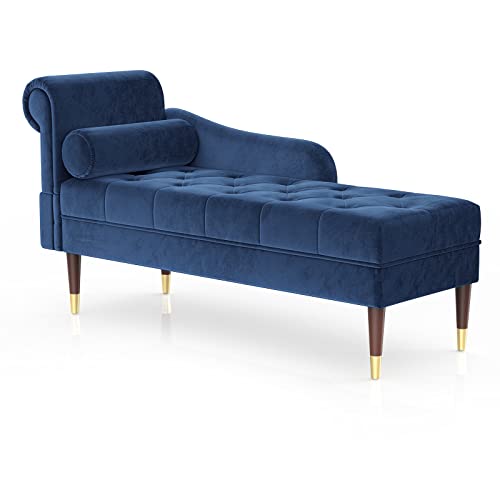 Vesgantti Velvet Chaiselongue, Indoor Lounge Sofa mit linker Armlehne und Lendenkissen, gepolsterte Recamiere für Wohnzimmer, Schlafzimmer und Büro, werkzeuglose Montage von Vesgantti