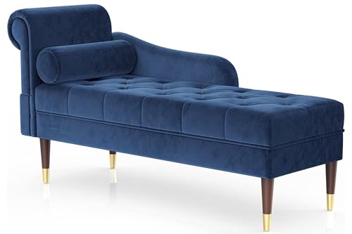 Vesgantti Velvet Chaiselongue, Indoor Lounge Sofa mit linker Armlehne und Lendenkissen, gepolsterte Recamiere für Wohnzimmer, Schlafzimmer und Büro, werkzeuglose Montage von Vesgantti