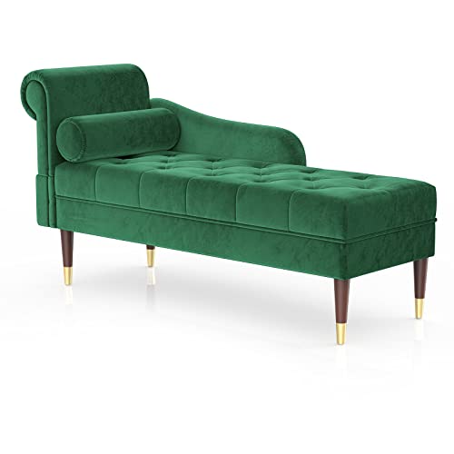 Vesgantti Velvet Chaiselongue, Indoor Lounge Sofa mit linker Armlehne und Lendenkissen, gepolsterte Recamiere für Wohnzimmer, Schlafzimmer und Büro, werkzeuglose Montage von Vesgantti