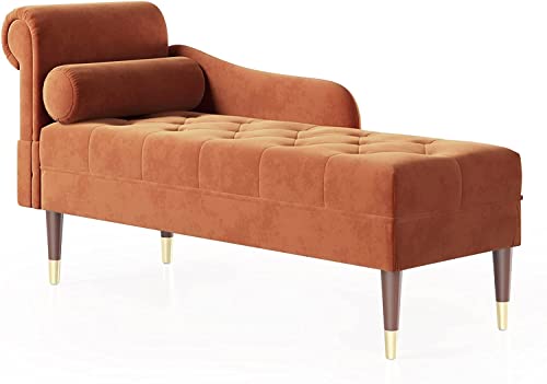 Vesgantti Velvet Chaiselongue, Indoor Lounge Sofa mit linker Armlehne und Lendenkissen, gepolsterte Recamiere für Wohnzimmer, Schlafzimmer und Büro, werkzeuglose Montage von Vesgantti