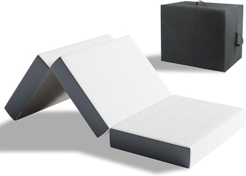 Vesgantti Klappmatratze Gästematratze 90x190x15 cm 3-teilige Gel Schaumstoff Faltbare Matratze für Gästebett Reisebett Platzsparend Öko-Tex Zertifiziert von Vesgantti