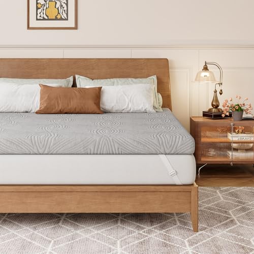 Vesgantti Matratzentopper 180 x 200 cm Gel Topper mit Abnehmbarem und Waschbarem Bezug, H3 Gelschaum Topper, Matratzenauflage für Boxspringbett und Betten Schlafsofa 7,5 cm Höhe Grau von Vesgantti