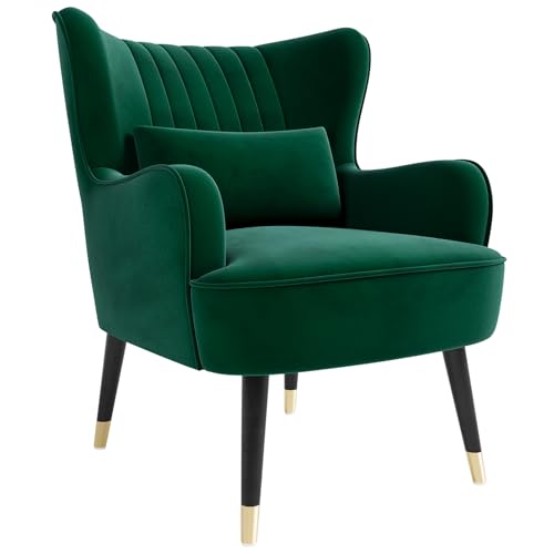 Vesgantti Ohrensessel Relaxsessel Lehnstühle Vintage Retro Sessel Polstersessel Fernsehsessel Armlehnensessel Cordsamt Grün von Vesgantti
