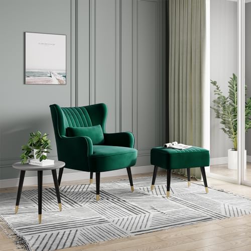 Vesgantti Ohrensessel Set Grün (Hocker und Sessel Werden separat versandt) Relaxsessel Set Relaxsessel mit Hocker von Vesgantti