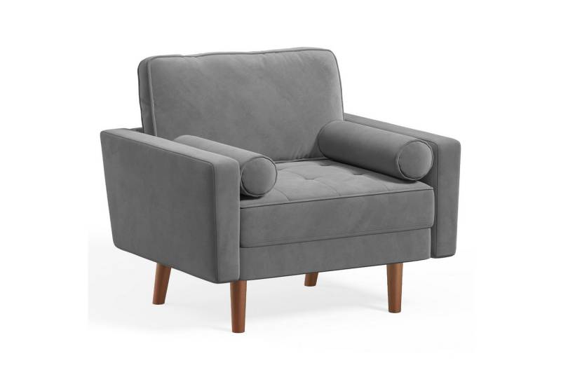 Vesgantti Sofa 1-Sitzer Kleines Sofa, Samt-Wohnzimmersessel mit 2 Kissen, Grau Vesgantti Sofa 1-Sitzer Kleines Sofa, Samt-Wohnzimmersessel mit 2 Kissen, Grau von Vesgantti