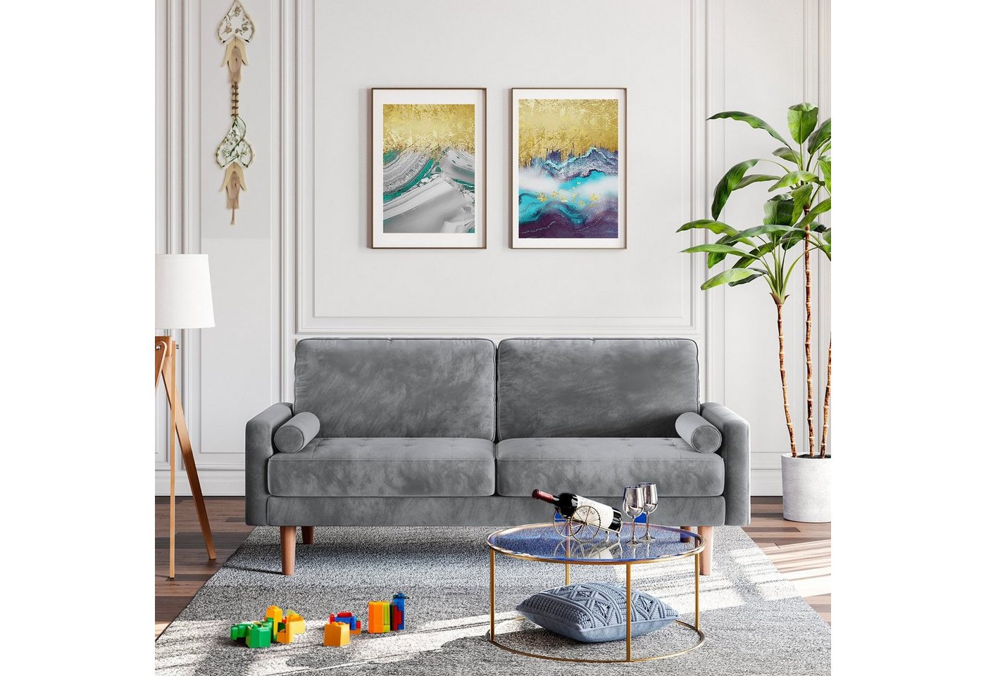Vesgantti Sofa 3 Sitzer Sofa Gästesofa Modern Couch 176cm verlängern 2er Sitzsofa von Vesgantti
