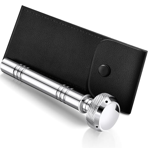 Vesici Christian Pocket Weihwassersprinkler mit Leder-Tragetasche, religiöse Tasche, Aspergillum, Edelstahl, Weihwasserbehälter, Spender, 12,7 cm (Silber) von Vesici