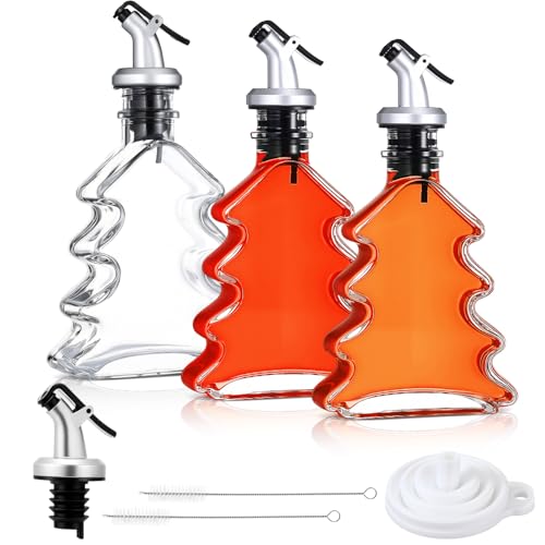 Vesici Glasspender für Weihnachtsbaum, mit Ausgießer, transparent, mit Trichter und Bürste, Weihnachts-Sirup-Flaschen, Set mit 200 ml, 3 Stück von Vesici