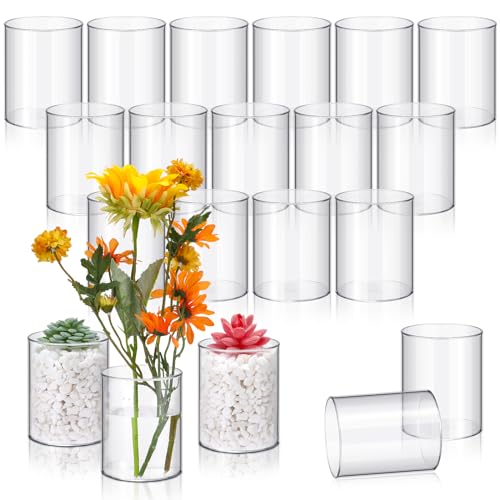 Vesici Kunststoff-Blumenvasen, transparent, zylinderförmig, 9,9 cm, runde Vase, zylindrische Weithalsvase, großer Kunststoffzylinderbehälter, dekorativer Mittelpunkt für Zuhause, Büro, Vesici Kunststoff-Blumenvasen, transparent, zylinderförmig, 9,9 cm, runde Vase, zylindrische Weithalsvase, großer Kunststoffzylinderbehälter, dekorativer Mittelpunkt für Zuhause, Büro, von Vesici