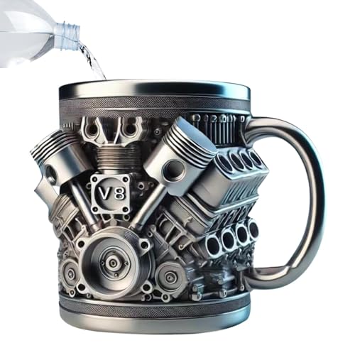 Engines Edelstahl Cup V8 & V6 V Motoren Edelstahl Kaffeebecher Lustige Auto En-gines Tasse Kreatives Auto En-gine Design Geschenk für Enthusiasten und Rennfans von Vesidoloy