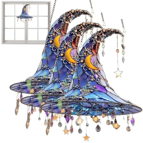 Halloween Hexenhut Design Zum Aufhängen, 3 Stück Hexenhüte Fensterdekor, 2D Acryl Magische Hut, Hexenfenster Hängende Sonnenfänger, Charmante Glasmauerwandkunst Hängende Origination Halloween Hexenhut Design Zum Aufhängen, 3 Stück Hexenhüte Fensterdekor, 2D Acryl Magische Hut, Hexenfenster Hängende Sonnenfänger, Charmante Glasmauerwandkunst Hängende Origination von Vesidoloy