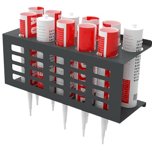 Vesidoloy Fett-Tube Aufbewahrung,Wanddichtmittel Organizer | Wandmontierbarer Halter Mit 11 Löchern Für Werkstatt Haushalt Garage Innenbereich von Vesidoloy