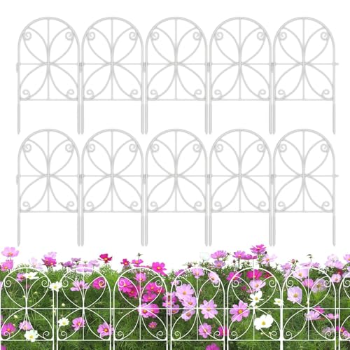 Vesidoloy Gartenzaun | 10 Stück Dekorative Beeteinfassung Blumenbeet - Stabiler Gartenschutz Zaunsystem, Wetterfeste Gartenausstattung Zur Temporären Haustierabsicherung von Vesidoloy