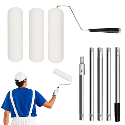 Vesidoloy Paint Roller - Wandfarbe Roller Set Mit Teleskopstange | 23 Cm Haushaltszubehör Für Maler Innen Außen Haus Decke Tür Schrank Möbel Ölflecken von Vesidoloy