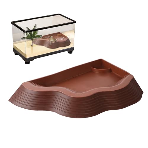 Vesidoloy Turtle Pool | Anti-Rutsch-Schildkröten-Wasserschale mit Rampe – Aquarium-Dekoration, Reptilien-Einweichschale für Gecko, Schlange Bartdrache von Vesidoloy