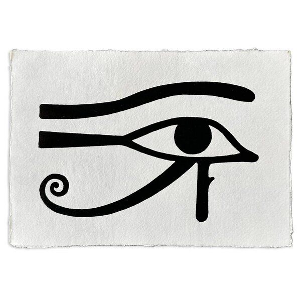 Veskor Cassiopeia AUGE DES RA Symbol Hieroglyphen Linoldruck | 21 x 14,8 cm (A5 quer) | Schwarz auf Weiß von Veskor Cassiopeia