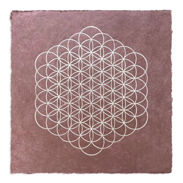 Veskor Cassiopeia BLUME DES LEBENS Heilige Geometrie Linoldruck | 35 × 35 cm | Silber auf Rosenholz von Veskor Cassiopeia