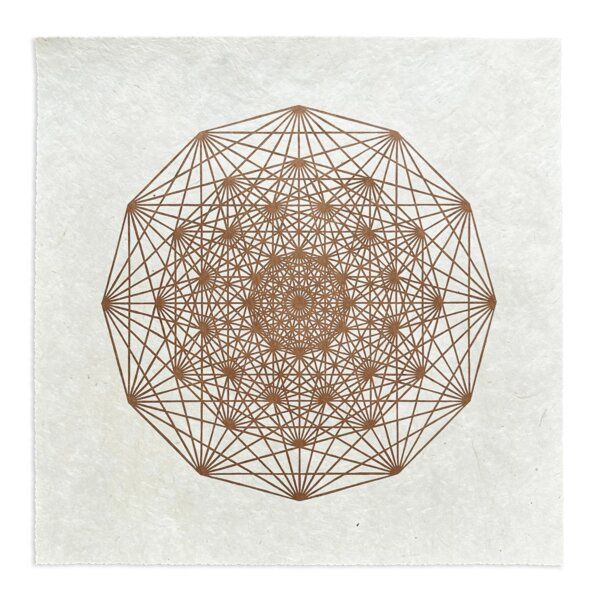 Veskor Cassiopeia DEMIHEPTERAKT Heilige Geometrie Linoldruck | 40 × 40 cm | Kupfer auf Naturweiß von Veskor Cassiopeia
