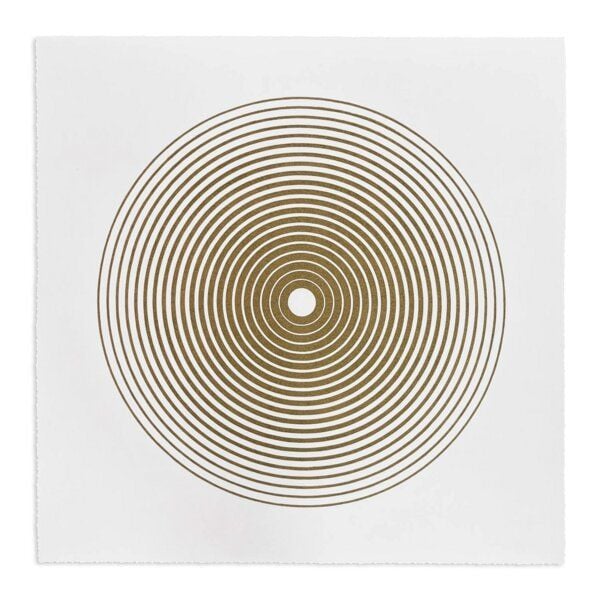Veskor Cassiopeia GONG Heilige Geometrie Linoldruck | 40 × 40 cm | Gold auf Weiß von Veskor Cassiopeia
