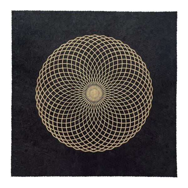 Veskor Cassiopeia LOTUS DES LEBENS Heilige Geometrie Linoldruck | 40 x 40 cm | Gold auf Schwarz von Veskor Cassiopeia