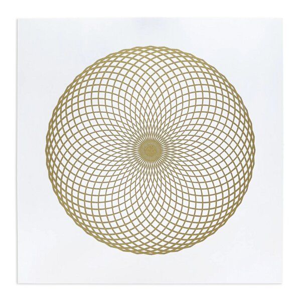 Veskor Cassiopeia LOTUS DES LEBENS Heilige Geometrie Linoldruck | 50 × 50 cm | Gold auf Weiß von Veskor Cassiopeia
