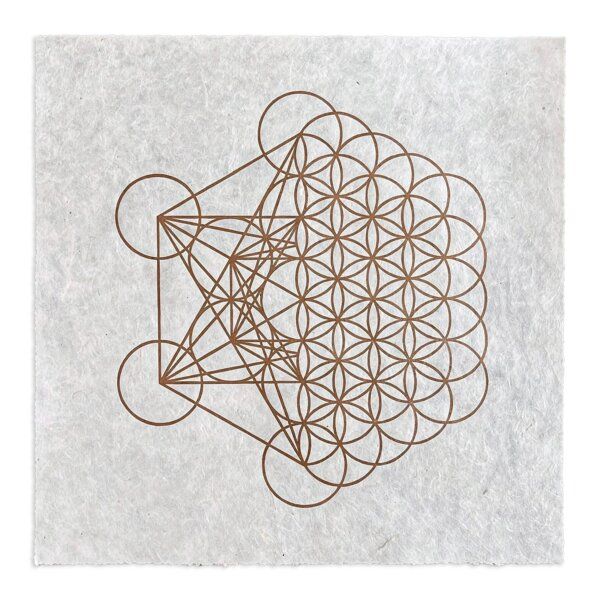 Veskor Cassiopeia METAFLOWER Heilige Geometrie Linoldruck | 35 × 35 cm | Kupfer auf Naturweiß von Veskor Cassiopeia