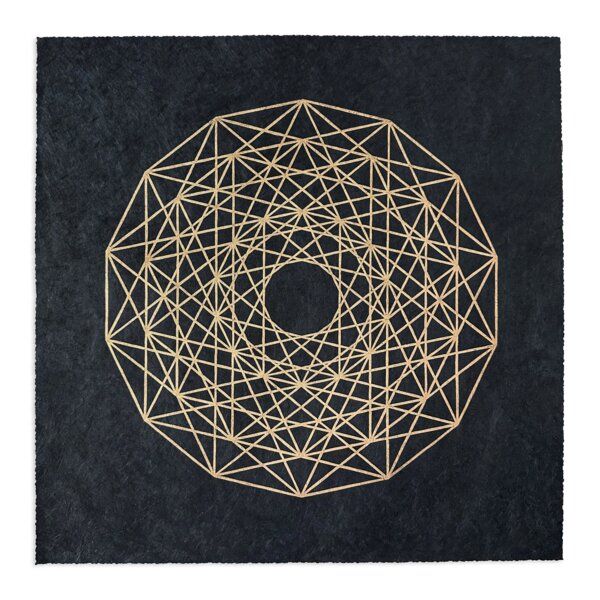 Veskor Cassiopeia PENTELLATED 6-SIMPLEX Heilige Geometrie Linoldruck | 40 × 40 cm | Gold auf Schwarz von Veskor Cassiopeia