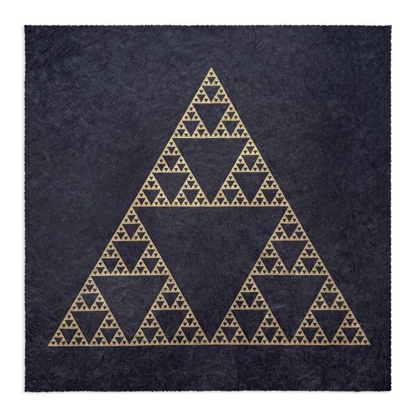 Veskor Cassiopeia SIERPINSKI DREIECK Heilige Geometrie Linoldruck | 40 x 40 cm | Gold auf Schwarz von Veskor Cassiopeia