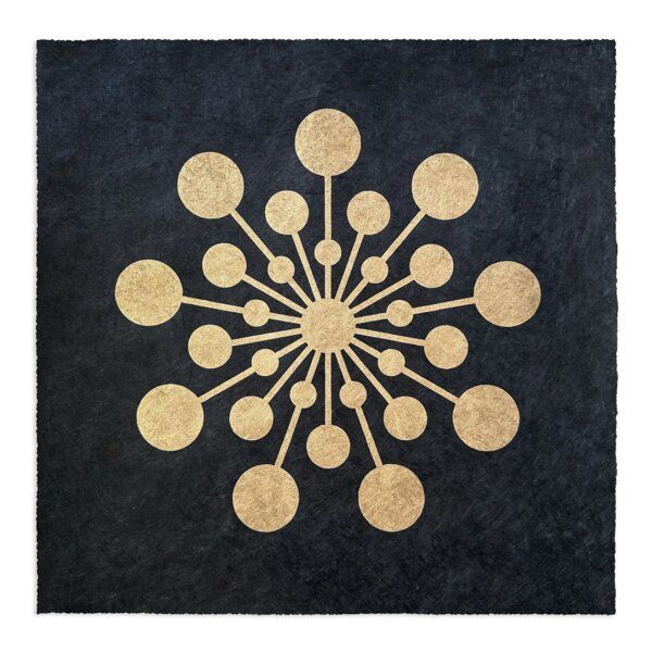 Veskor Cassiopeia STARBURST Kornkreis Linoldruck | 40 × 40 cm | Gold auf Schwarz von Veskor Cassiopeia