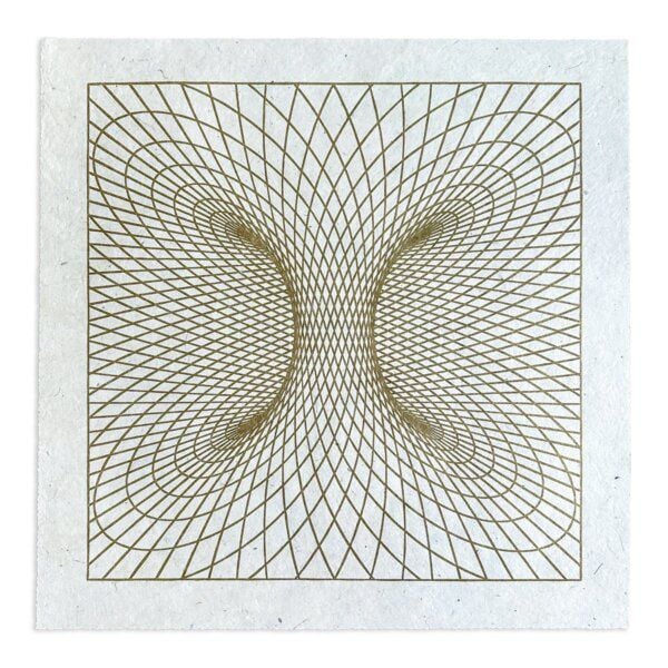 Veskor Cassiopeia TORUSFELD Heilige Geometrie Linoldruck | 40 x 40 cm | Gold auf Naturweiß Veskor Cassiopeia TORUSFELD Heilige Geometrie Linoldruck | 40 x 40 cm | Gold auf Naturweiß von Veskor Cassiopeia
