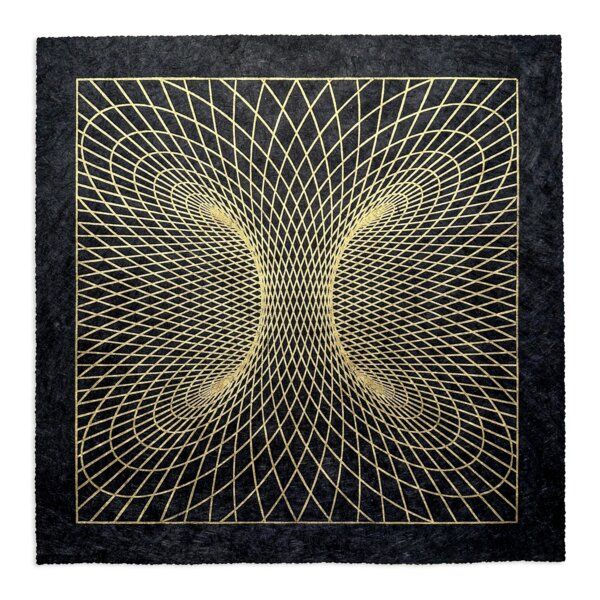 Veskor Cassiopeia TORUSFELD Heilige Geometrie Linoldruck | 40 x 40 cm | Gold auf Schwarz von Veskor Cassiopeia