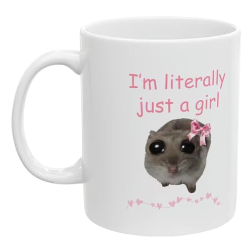 350 ml Sad Hamster Tasse Im Just A Girl Tasse Keramiktasse Kaffeetasse Kaffeebecher mit Hamstermuste Sad Hamster Kaffeetasse aus Keramik, die alle zum Lachen bringt, für Frauen und Männer von Vesone