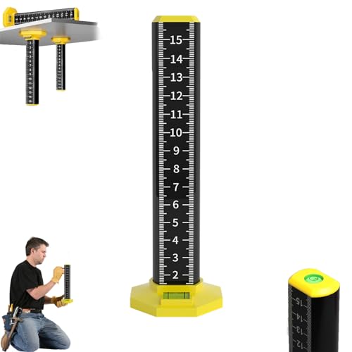 VessEn Ceiling and Floor Tile Height Ruler,Double-Sided Scale Dual Use Measuring Ruler with Magnetic Base, Aluminum Alloy Laser Engraved Ruler, Contour Ruler for Suspended Ceiling von VessEn