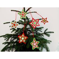 Crochet Weihnachtsstern Ornamente Rot, Weiß, Grün Set von VessyMidget