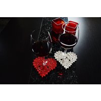 Gehäkelte Herz-Untersetzer Valentinstag Tischdekoration von VessyMidget