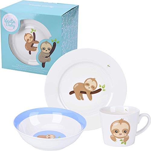 3 Teiliges Kindergeschirr Set - Langlebig Veganer New Bone China Kinder Erstes Keramik Geschirr - Faultier Tafel, Becher und Schüssel - Geschenk für Jungen, Mädchen und Kleinkinder 3 Teiliges Kindergeschirr Set - Langlebig Veganer New Bone China Kinder Erstes Keramik Geschirr - Faultier Tafel, Becher und Schüssel - Geschenk für Jungen, Mädchen und Kleinkinder von Vesta Baby