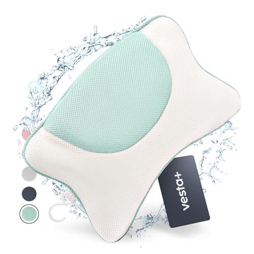 Vesta+ Badewannenkissen M Mint [perfekte Passform für Nacken & Rücken] Bequemes Badekissen - Atmungsaktive Technologie - Wannenkissen für maximale Entspannung & Komfort von Vesta+