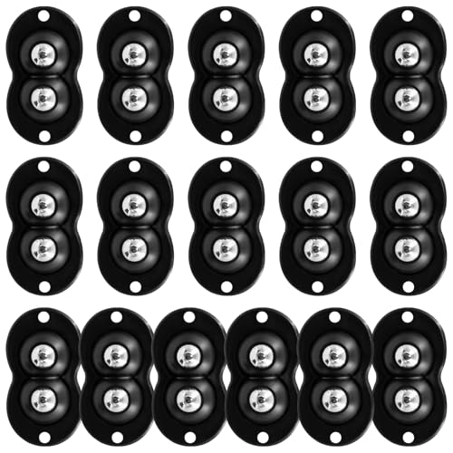 16 Stück selbstklebende Lenkrollen, Doppelkugel-Stahl-Schwenkräder, schwarze Kunststoffbasis für kleine Geräte von Vestamore
