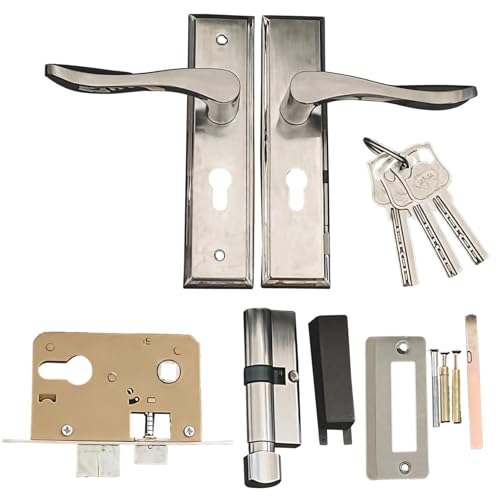 3 Schlüssel Doppelzylinder Schloss Griff für Sturmtür Edelstahl Einstellbare Passform 155 mm Schraubenabstand Geeignet für Holz oder Sturm-Eingangstüren von Vestamore