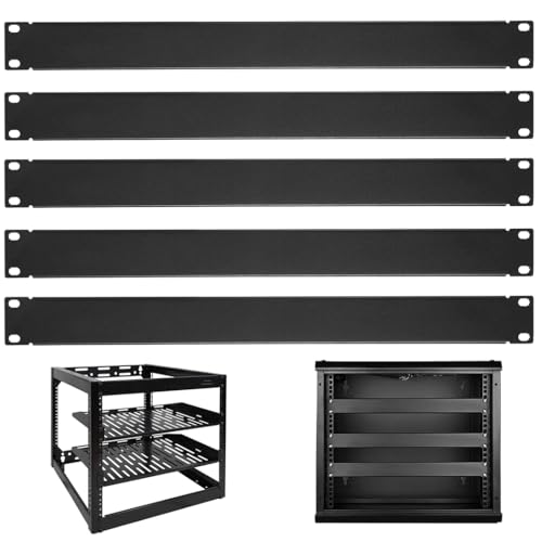 5 Stück 1U Server-Rack-Blindplatten, schwarzer Metall-Montagefüller für 48,3 cm Netzwerkgehäuse, kaltgewalzte Stahlplatte für Schränke 5 Stück 1U Server-Rack-Blindplatten, schwarzer Metall-Montagefüller für 48,3 cm Netzwerkgehäuse, kaltgewalzte Stahlplatte für Schränke von Vestamore