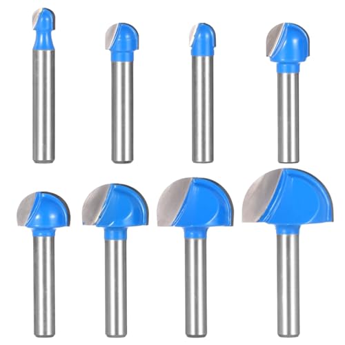 8-teiliges Hartmetall-Rundfräser-Bit-Set, 1/4-Zoll-Schaftkern-Kasten-Bits mit Doppelnuten, Schnittdurchmesser von 1/4 bis 1 von Vestamore