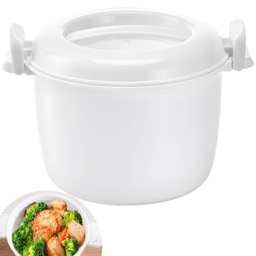 Mikrowellen-Reiskocher, großer Kunststoffkocher mit Deckel, tragbare und vielseitige isolierte Lunchbox für Reisen von Vestamore