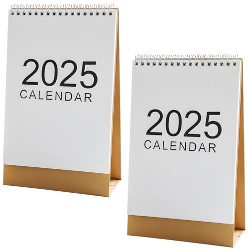 Mini-Kalender 2025, Monats-Schreibtisch-Organizer, 2er-Pack, braune Basis und Bindung, weißes minimalistisches Design, perfekt für das Büro, zeigt prominente 2025 Vorderseite Mini-Kalender 2025, Monats-Schreibtisch-Organizer, 2er-Pack, braune Basis und Bindung, weißes minimalistisches Design, perfekt für das Büro, zeigt prominente 2025 Vorderseite von Vestamore