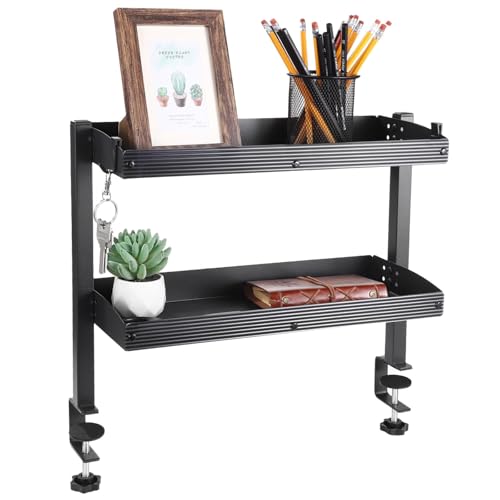 Schreibtisch-Organizer zum Festklemmen, 2-stöckiges Tablett-System mit verstellbarer Montage, über oder unter dem Schreibtischregal, kompaktes Seitenregal für den Arbeitsplatz mit Werkzeugen Schreibtisch-Organizer zum Festklemmen, 2-stöckiges Tablett-System mit verstellbarer Montage, über oder unter dem Schreibtischregal, kompaktes Seitenregal für den Arbeitsplatz mit Werkzeugen von Vestamore