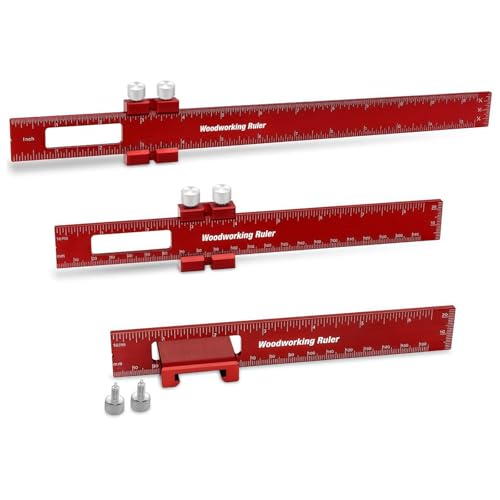 T-Vierkant-Set aus Aluminiumlegierung, verstellbare Messwerkzeuge, Doppelskala mit Laserätzung, Metallschrauben für Präzisionsschnitte von Vestamore